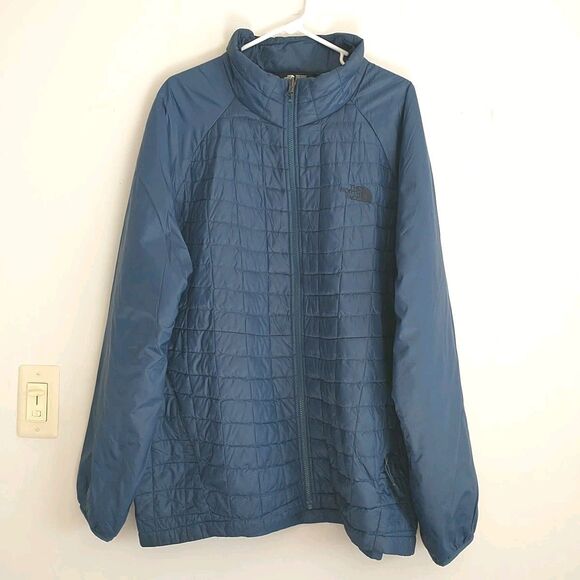 The North Face Thermoball Jacket Mens 2XL  Blue Puffer Insulated Full Zip Pocket - Picture 1 of 11